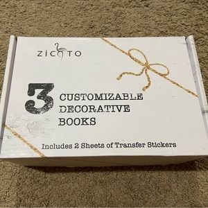 Zicoto Blank Set of 3 Customizable Decorative Books DIY Craft Home Decor Sticker